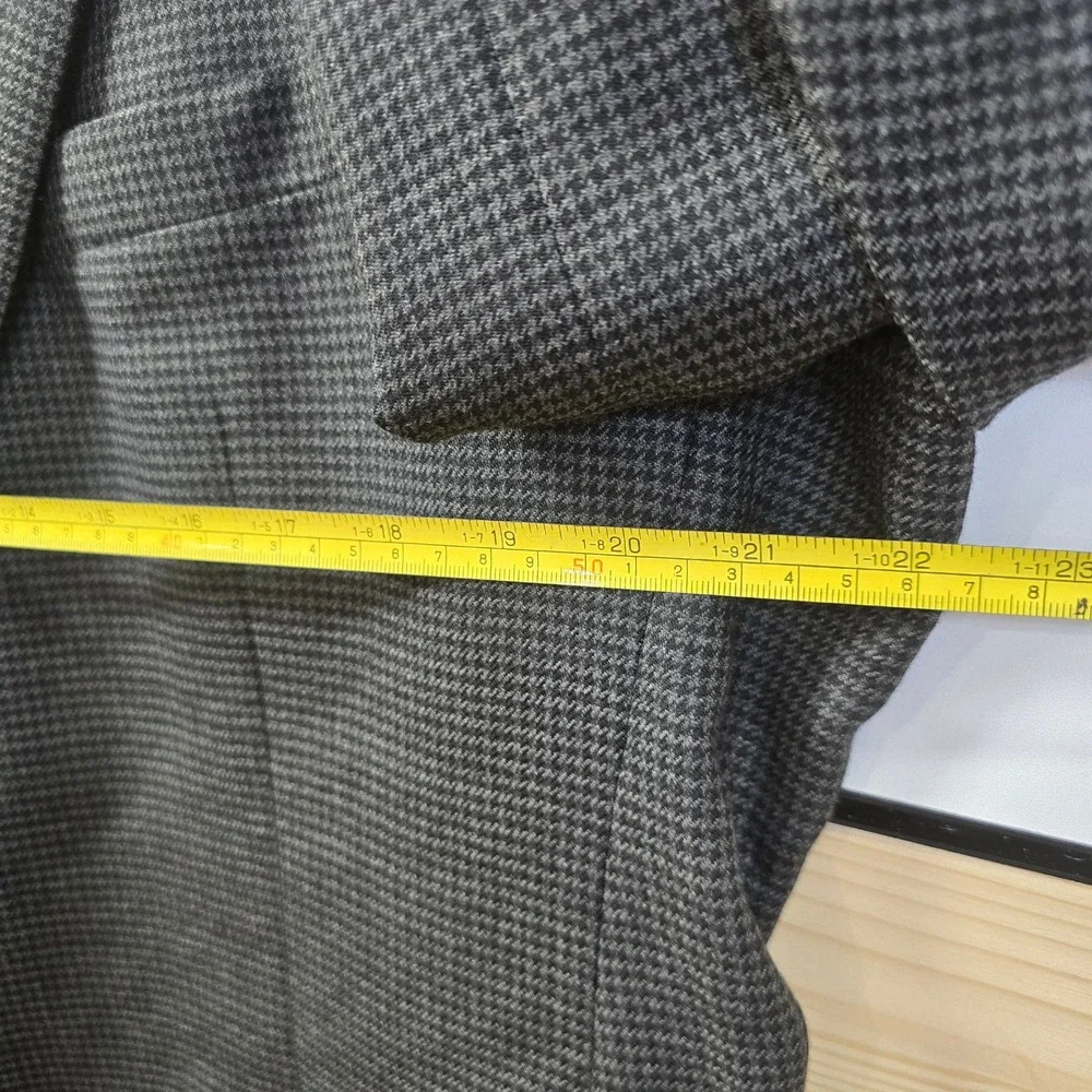 Brooks Brothers Mens 44‎ Long Worsted Wool Grey Houndstooth Blazer Sport Coat